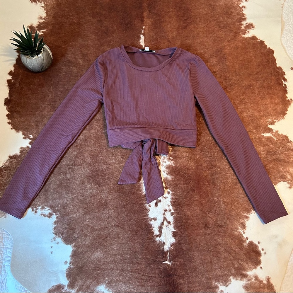 Innocent Love Long Sleeve Tie-back Top